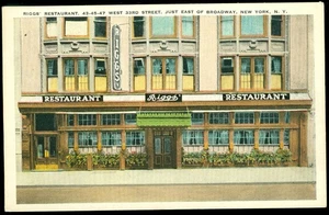 RIGGS RESTAURANT - NEW YORK, NY POSTCARD - Picture 1 of 1
