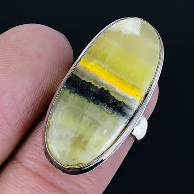 Bumble Bee Jasper 925 Silver Plated Handmade Ring of US Size 5.5 - Image 1 of 3