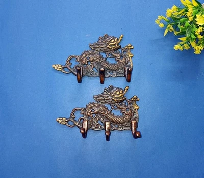 Ancient Dragon Theme Wall Hook Brass Bedroom Wall Hanger Set of 02 Pieces AJ387 - Image 1 of 4