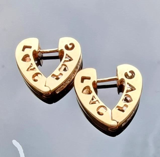 10k 黄金天然钻石心形“爱”耳环 4.1 克 0.50 克拉 TDW — 第 1/4 张图片