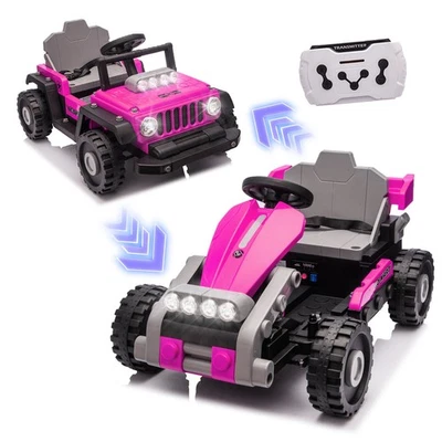 Juguetes eléctricos para montar en coche 12V para niños, niños niñas camión go kart con control remoto, rosa Foto 1 de 4