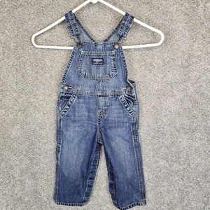 OshKosh B'Gosh Denim Bib Overalls 24M Carpenter Snap Leg Vestback Jean Blue - Picture 1 of 11
