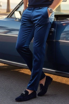 Pantalones de vestir Barabas de terciopelo chino brillante color liso para hombre 3CP06 Foto 1 de 4