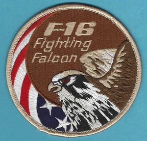 UNITED STATES AIR FORCE F-16 FIGHTING FALCON AIRCRAFT PATCH BROWN - Picture 1 of 1
