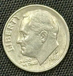1981 "Filled-in P" Mint Mark Circulated Roosevelt Dime - Picture 1 of 4