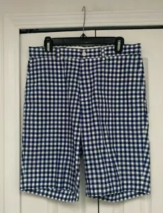 Pantalones Cortos Polo Ralph Lauren Azul Marino Blanco Cuadros Algodón 32 - Imagen 1 de 3