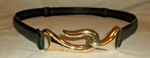 Chico's India Women's Black Leather Hook & Loop Belt M/L - Picture 1 of 5