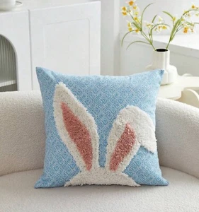 1 pc Easter Cushion Cover Cute Bunny Ears, 18x18" Embossed Great Gift - Picture 1 of 5