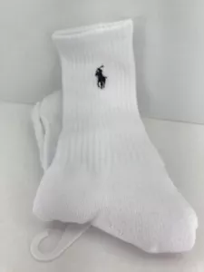 Men's Ralph Lauren POLO White Socks, 80% Cotton Crew,1 Pair, $14 MSRP 🎾🎒 - Picture 1 of 9