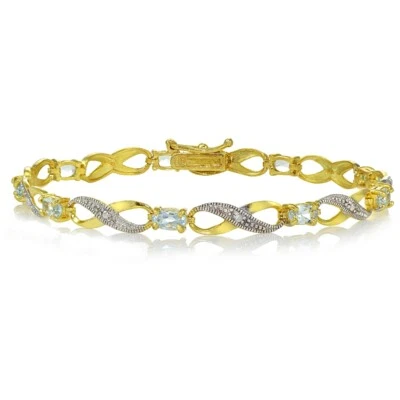 Gold Tone over Sterling Silver Blue Topaz and Diamond Accent Infinity Bracelet - Image 1 of 3