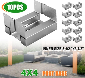 10Pcs 4x4 Concrete Deck Post Anchor Base Adjustable Metal Post Bracket Post Base - Picture 1 of 15