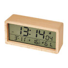 Digital Alarm Clock Lcd Display Travel Temperature Humidity Wooden For Bedroom