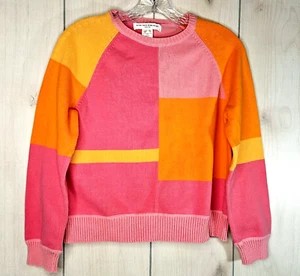 Jones New York Sport Womens 80s Colorblock Sweater PETITE PM Pink Orange Vintage - Picture 1 of 8