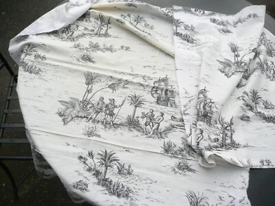 tissu vintage  en coton à décors de scènes du nouveau monde - Photo 1/4