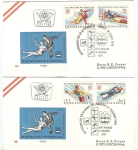 AUSTRIA Olympic Games Innsbruck 1976 2nd  Olympic set on 2 First day covers - Picture 1 of 1
