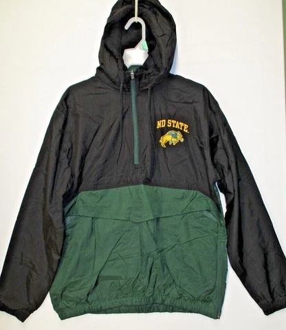 ND State University Bison Men's Medium Windbreaker Raincoat Kangaroo Pocket Cover