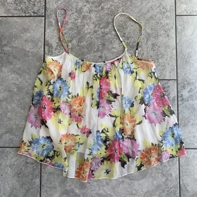 Be Blumarine Floral Espagueti Correa Cami Chaleco Prenda para el torso Crema Brillos 10  Foto 1 de 4