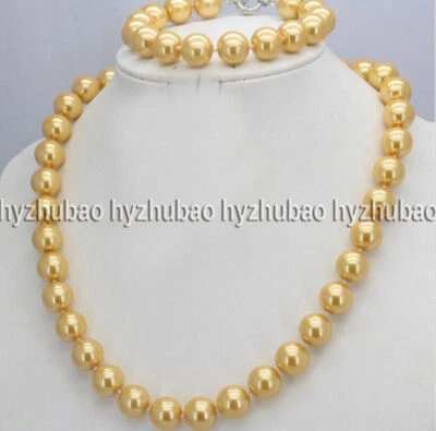 Collar de cuentas redondas de perlas concha del mar del sur de 8 mm 18"+ pulsera 7,5" + juego de pendientes Foto 1 de 4