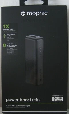 MOPHIE ESSENTIALS POWER BOOST MINI 2,600 mAh PORTABLE CHARGER BNIB NEW IN BOX - Image 1 of 2