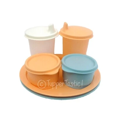 Tupperware Toddler Feeding Set of 2 with Plate Sippy Tumbler and Snack Cup NEW - image 1 of 2