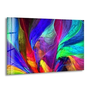 Arte de pared de vidrio abstracto de neón de lujo - Imagen 1 de 7