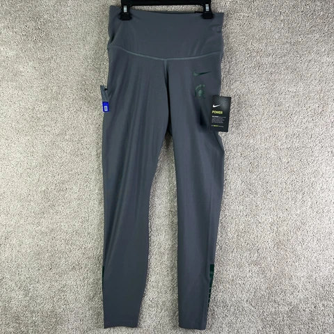 NEW Michigan State Leggings Womens Small Gray Nike Dri Fit Sculpt Victory Tight Cover
