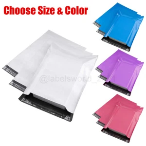 100 buste di spedizione Poly Mailers autosigillanti borse di spedizione taglia a scelta colore - Foto 1 di 14