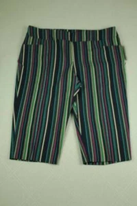 NEW Womens Capri Pants Plus Size 0X 14W Stretch Striped Tummy Control Pockets - Picture 1 of 2