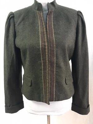 Vintage 70s Sasson Juniors Loden Green Cropped Wool Blazer Size 12/13 - Image 1 of 3