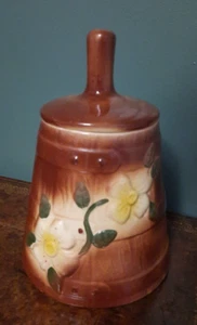 Großes Vintage McCoy Fass Butterdose Keksdose mit Deckel Blumendekor - Bild 1 von 5