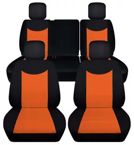 Front+Rear blk-orange custom fit car seat covers fits JK wrangler 4dr 2007-2018 - Foto 1 di 10
