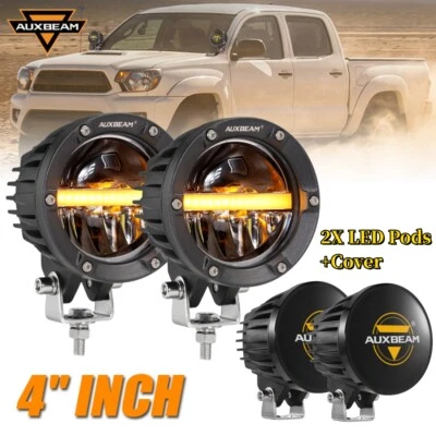 Par de cápsulas de inundación de punto de luz LED AUXBEAM 4" luces de zanja de conducción todoterreno para Ford Foto 1 de 4