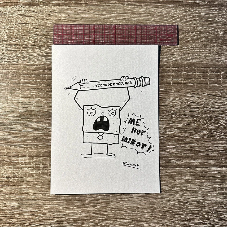 Pencil And Ink Artwork - Spongebob Squarepants  5”x7” Drawing Mixed Media Paper Foto 1 de 1