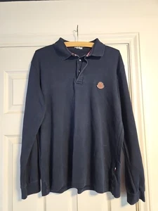 Genuine Moncler Polo Shirt Blue Long Sleeve Mens XL - Picture 1 of 11