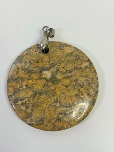 JASPER Puffed Coin Pendant Beads - Picture 1 of 7