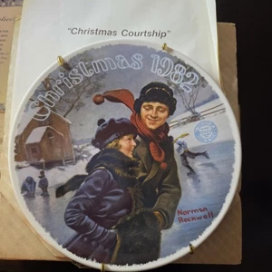 Original Papiere & Box Norman Rockwell Weihnachten Balz Teller Aufhänger Klammern - Bild 1 von 11