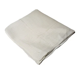 VINTAGE HANKIE WHITE GEOMETRIC ART DECO HANDMADE POCKET SCARF BRIDAL WEDDING - Picture 1 of 8