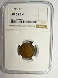 NGC AU 58 1890 Indian Head Cent - Picture 1 of 5