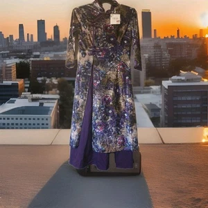 NWT Chinese Folk-Vietnam Style Velvet Split Long Dress Large Wedding Guest Gown - Picture 1 of 14