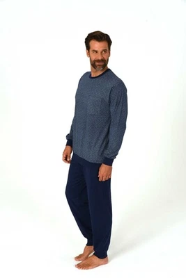 Neu Herren/Männer Schlafanzug/PYJAMA Blau 100% Baumwolle Rechtecke 0511 - Bild 1 von 3