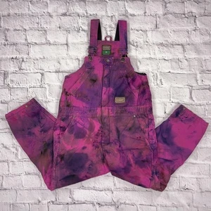 Vintage CE Schmidt Pink Purple Tie Dyed Insulated Bib Overalls Dungarees Rompers - Picture 1 of 6