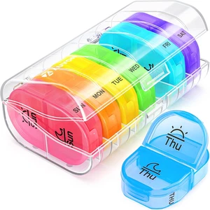WÖCHENTLICHER PILLENORGANIZER AM PM 7 TAGE ETUI FÜR VITAMINE MEDIKAMENTE ERGÄNZUNGEN - Bild 1 von 16