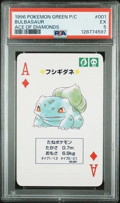 Pokemon Green Bulbasaur Ace of Diamonds Playing Poker Card 1996 PSA 5 EX - Image 1 of 2