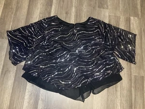 Blusa de gasa adornada con lentejuelas negras 2X Alex Evenings para mujer $149 - Imagen 1 de 10