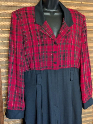 De colección Talla 12 Grande Rojo Negro Cuadros Dosfer Mono Chaqueta Una Pieza Pantalón Traje Foto 1 de 4