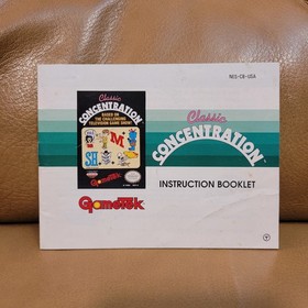 Classic Concentration Instruction Manual Nintendo NES