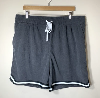 BP Shorts Mens XL Gray Corduroy Athletic Style Stripes Drawstring 6.5" inseam - Image 1 of 4