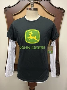 Camiseta negra manga larga John Deere XL logotipo aspecto en capas nueva con etiquetas - Imagen 1 de 4