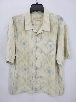 Tommy Bahama Shirt Mens Large Aztec Tribal Print Silk Short Sleeve Button Up - Image 1 of 4