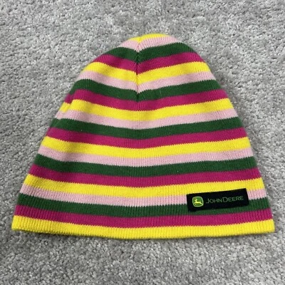 John Deere Gorro Mujer Logo Gorra Tobogán Rayas Rosa Verde Amarillo Talla Única Foto 1 de 4